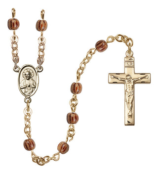 14 Karat Gold 4mm Wood Scapular Rosary