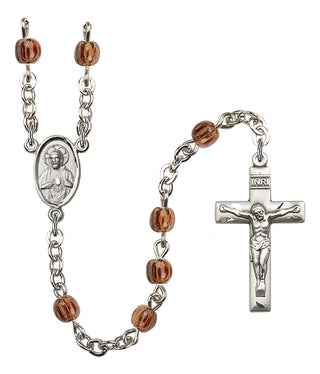 Silver Plated 4mm Wood Scapular Rosary