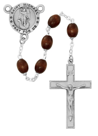 St Michael Brown Rosary with Gift Box