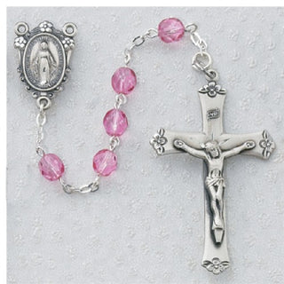 6MM Pink Glass Rosary - SALE