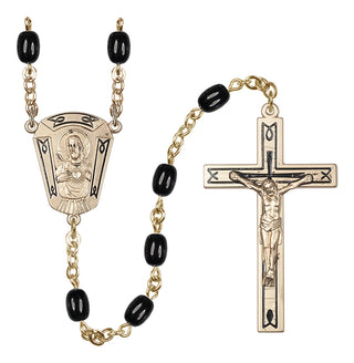 14 Karat Gold-Filled 4x8mm Black Scapular Rosary