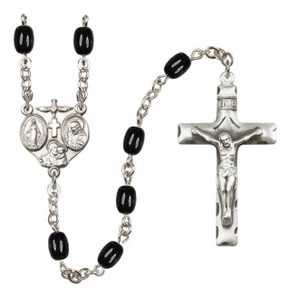 Sterling Silver 4x8mm Black 3-Way Rosary