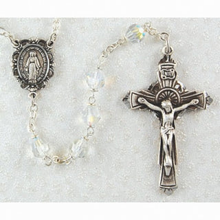 Sterling Silver 6MM Crystal Tin Cut Rosary
