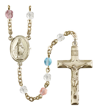 Gold Plated 6mm Fire Polished Miraculous Rosary in Multi-Color