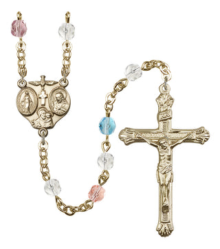 Gold Plated 6mm Fire Polished 3-Way Rosary in Multi-Color