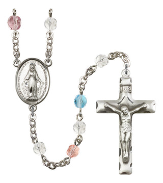 Silver Plated 6mm Fire Polished Miraculous Rosary in Multi-Color