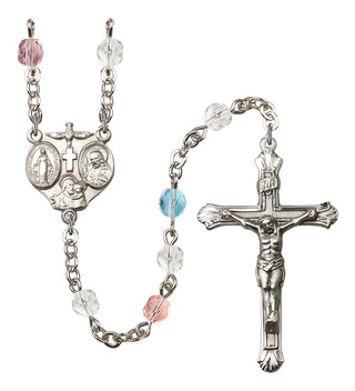 Silver Plated 6mm Fire Polished 3-Way Rosary in Multi-Color