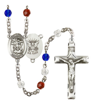 Silver-Plated 6mm Saint Michael / Navy Rosary