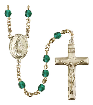 Gold Plated 6mm Fire Polished Miraculous Rosary in Zircon