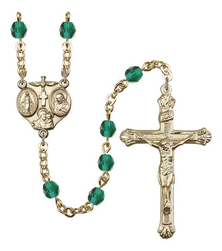 Gold Plated 6mm Fire Polished 3-Way Rosary in Zircon