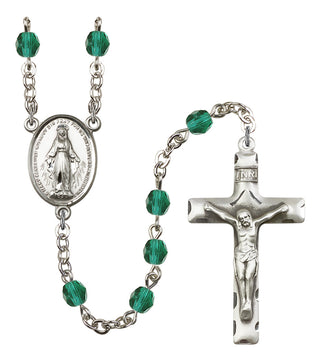 Silver Plated 6mm Fire Polished Miraculous Rosary in Zircon