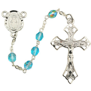 6MM Pearl, Aqua Rosary