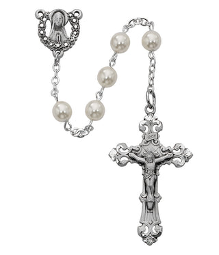 6MM Pearl, Pink Rosary