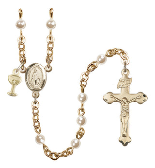 Gold Plated 4mm Faux Pearl Miraculous Rosary