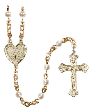 Gold-Plated 4mm Miraculous Heart Rosary
