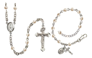 Silver-Plated 4mm Miraculous Rosary
