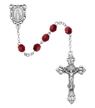Dark Red Glass January Rosary 