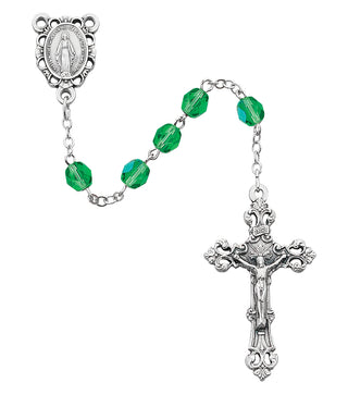 Light Green Glass August Rosary 