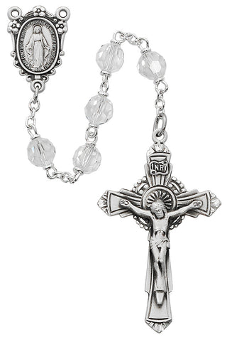 Sterling Silver 7MM Crystal Tincut Rosary