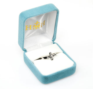 Small Sterling Silver Crucifix Ring Size 7