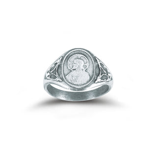 Sterling Silver Sacred Heart Scapular Ring with Our Lady of Mount Carmel Inside Size 5