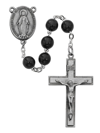 Black Round Wood Rosary