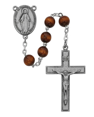 Brown Round Wood Rosary