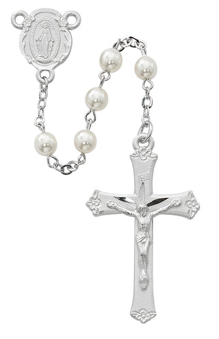 Pearl Rosary With Rhodium
