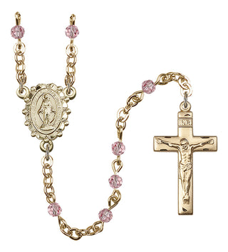 Gold Plated 4mm Austrian Crystal Miraculous Rosary in Light Rose