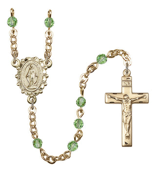 Gold Plated 4mm Austrian Crystal Miraculous Rosary in Peridot