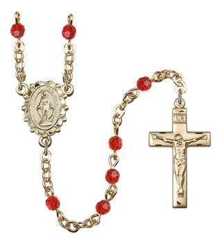 Gold Plated 4mm Austrian Crystal Miraculous Rosary in Ruby