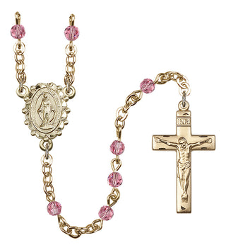 Gold Plated 4mm Austrian Crystal Miraculous Rosary in Rose
