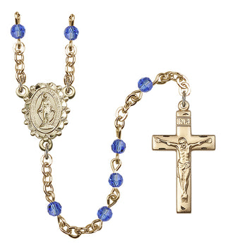Gold Plated 4mm Austrian Crystal Miraculous Rosary in Sapphire