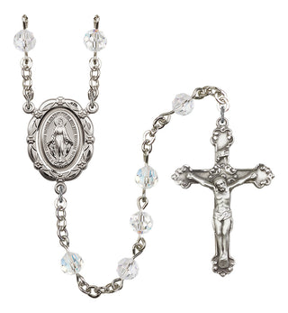 Silver Plated 6mm Austrian Crystal Miraculous Rosary in Crystal
