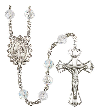 Silver Plated 8mm Austrian Crystal Miraculous Rosary in Crystal
