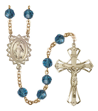 Gold Plated 8mm Austrian Crystal Miraculous Rosary in Indocolite