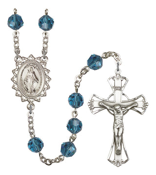 Silver Plated 8mm Austrian Crystal Miraculous Rosary in Indocolite
