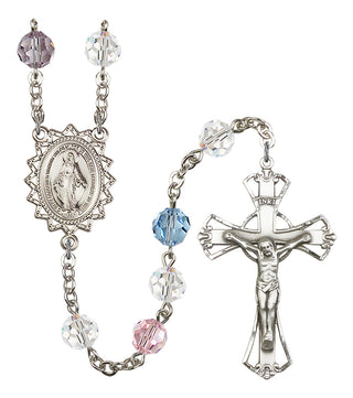 Silver Plated 8mm Austrian Crystal Miraculous Rosary in Multi-Color