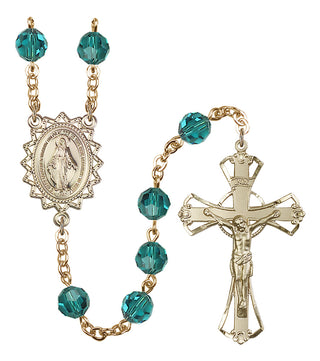Gold Plated 8mm Austrian Crystal Miraculous Rosary in Zircon