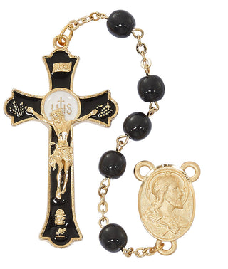 7MM Round Black Glass Rosary