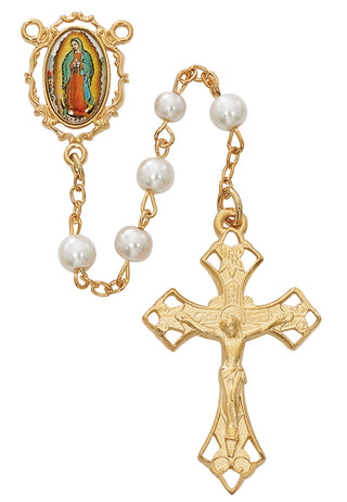Faux Pearl Glass Guadalupe Rosary