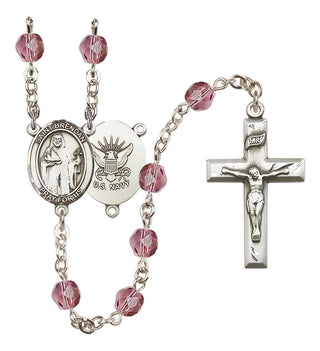 Silver-Plated 6mm Saint Brendan the Navigator / Navy Rosary