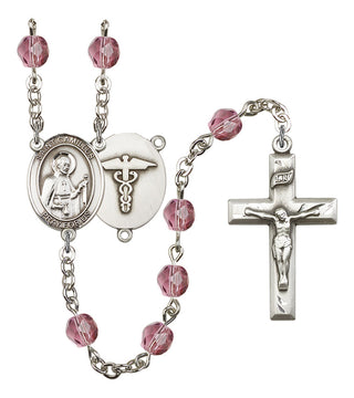 Saint Camillus of Lellis and Nurse Rosary with Amethyst Beads