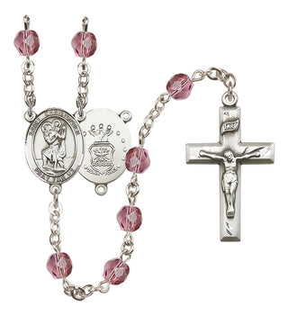 Silver-Plated 6mm Saint Christopher / Air Force Rosary