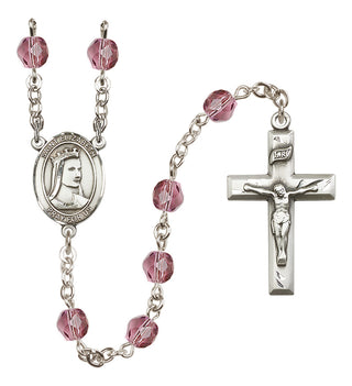 Silver Plated 6mm Fire Polished Saint Elizabeth of Hungary Rosary in Amethyst