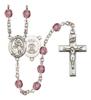 Silver-Plated 6mm Saint Joan of Arc / Air Force Rosary