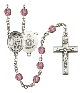 Guardian Angel and Marine Corp Rosary with Amethyst Beads