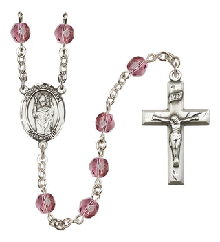 Silver Plated 6mm Fire Polished Saint Stanislaus Rosary in Amethyst