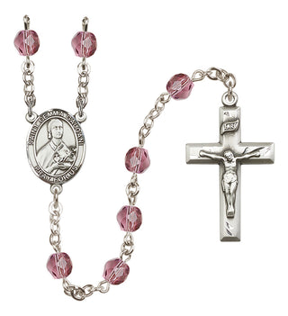 Silver Plated 6mm Fire Polished Saint Gemma Galgani Rosary in Amethyst