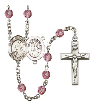 Saint Sebastian and Basketball Rosary with Amethyst Beads